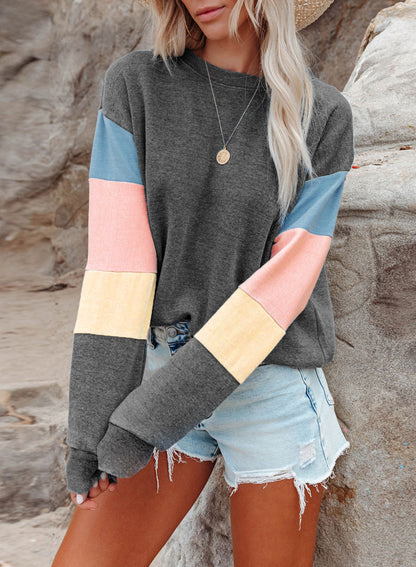 Damen Pullover Bunt Ärmel Modern
