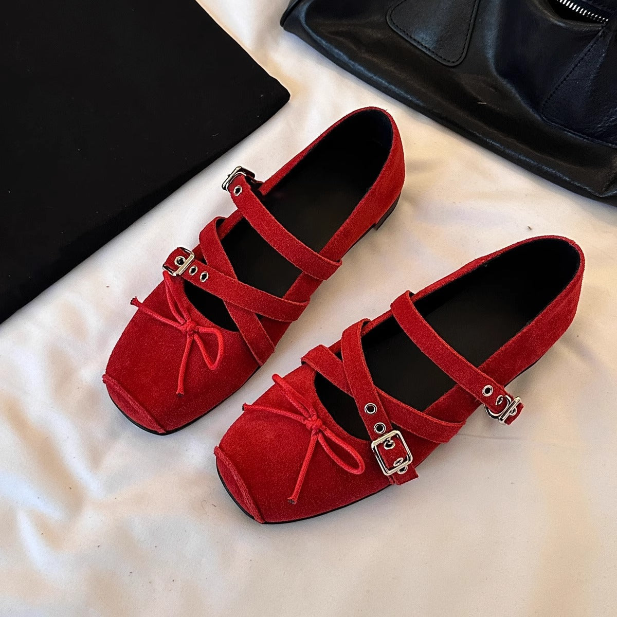 Damen Ballerinas mit Schleifen Detail Modern