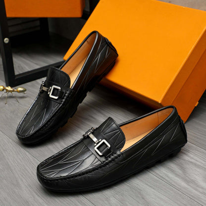 Damen Mokassin Schuhe Elegantes Design Schnalle Leder