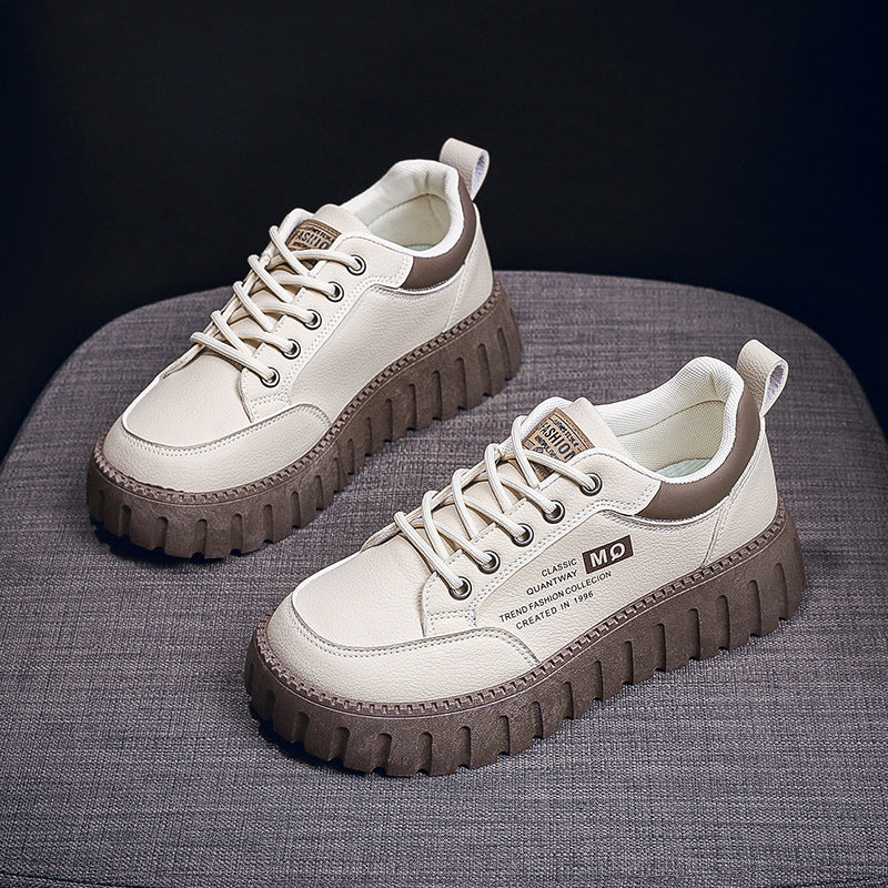 Damen Plattform Sneaker Atmungsaktives Material Gummi