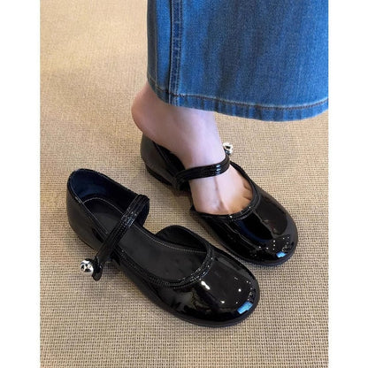 Damen Ballerinas Bequem mit Schnalle und Riemen