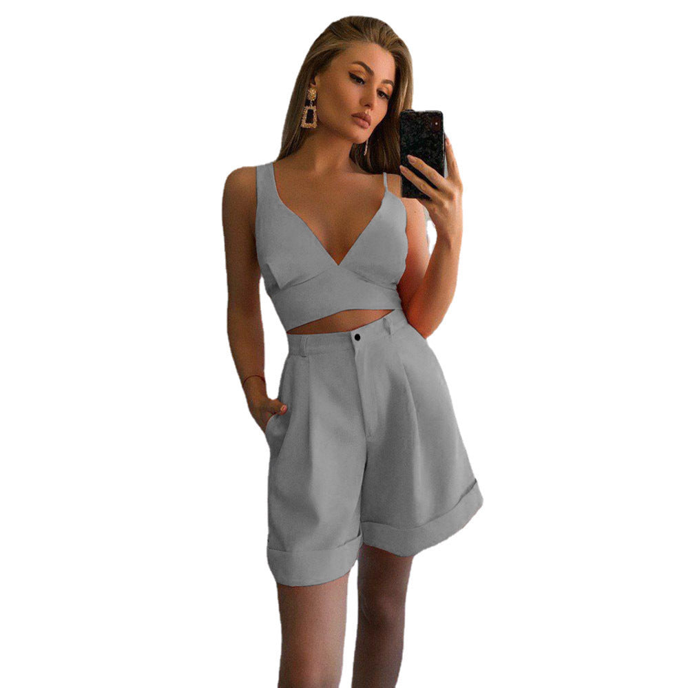 Damen Sportset Crop- und Shorts für Fitness