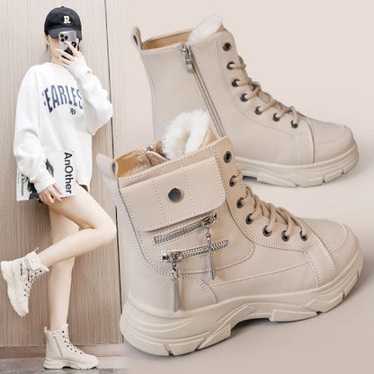 Damen Winterstiefel High- Reißverschluss Warm - Norvielle