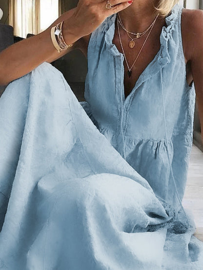 Damen Maxikleid Romantisch Mit Rüschen Lang
