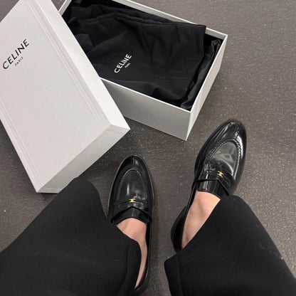 Damen Leder Loafers Gold