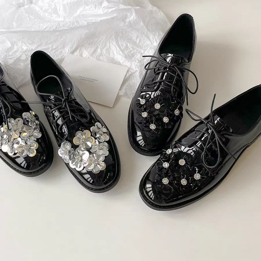 Damen Schnürschuhe Elegant Floral Lackleder
