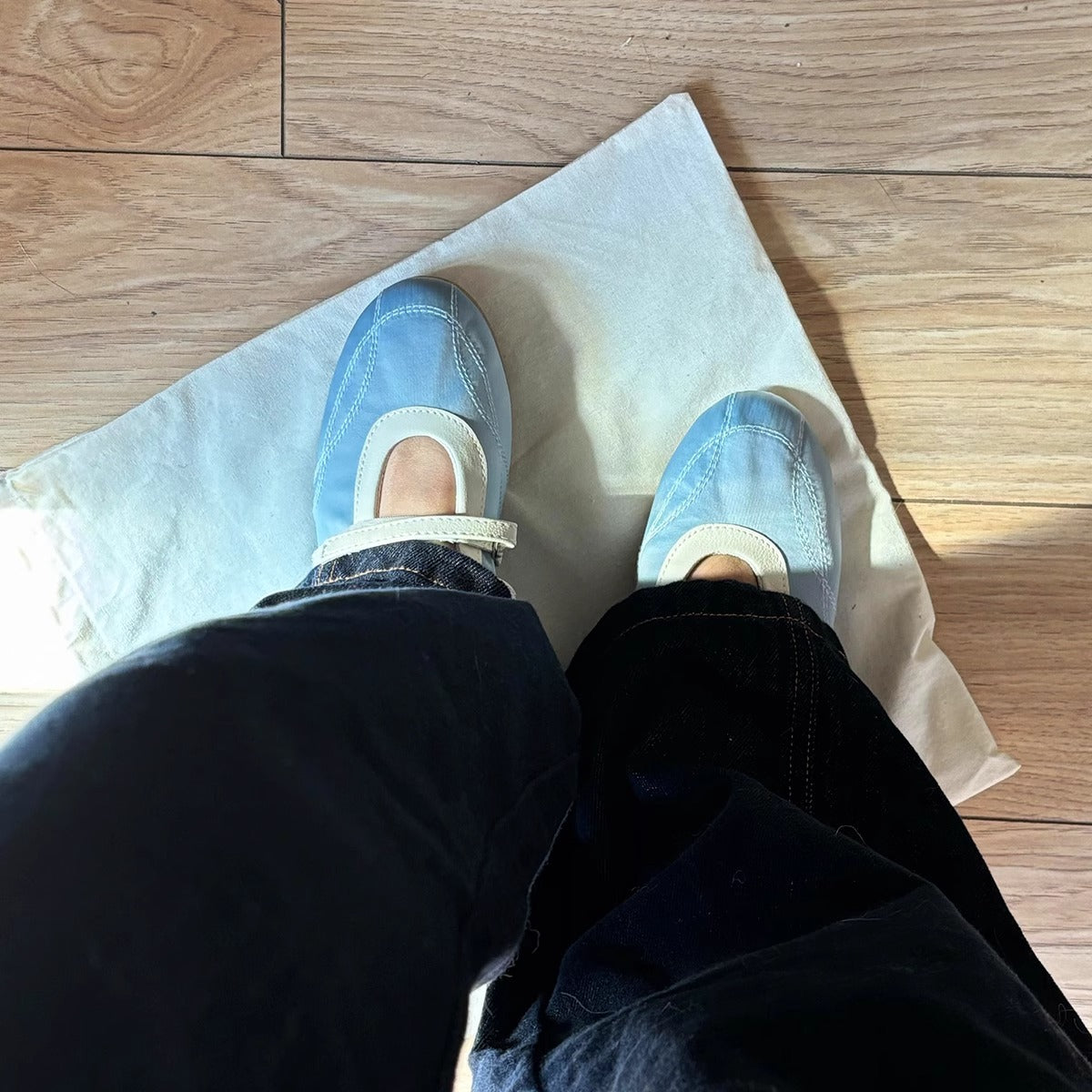 Damen Ballerinas Bequem Doppelriemen Atmungsaktives Material
