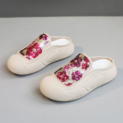 Damen Clogs Schimmer Pailletten Modisch