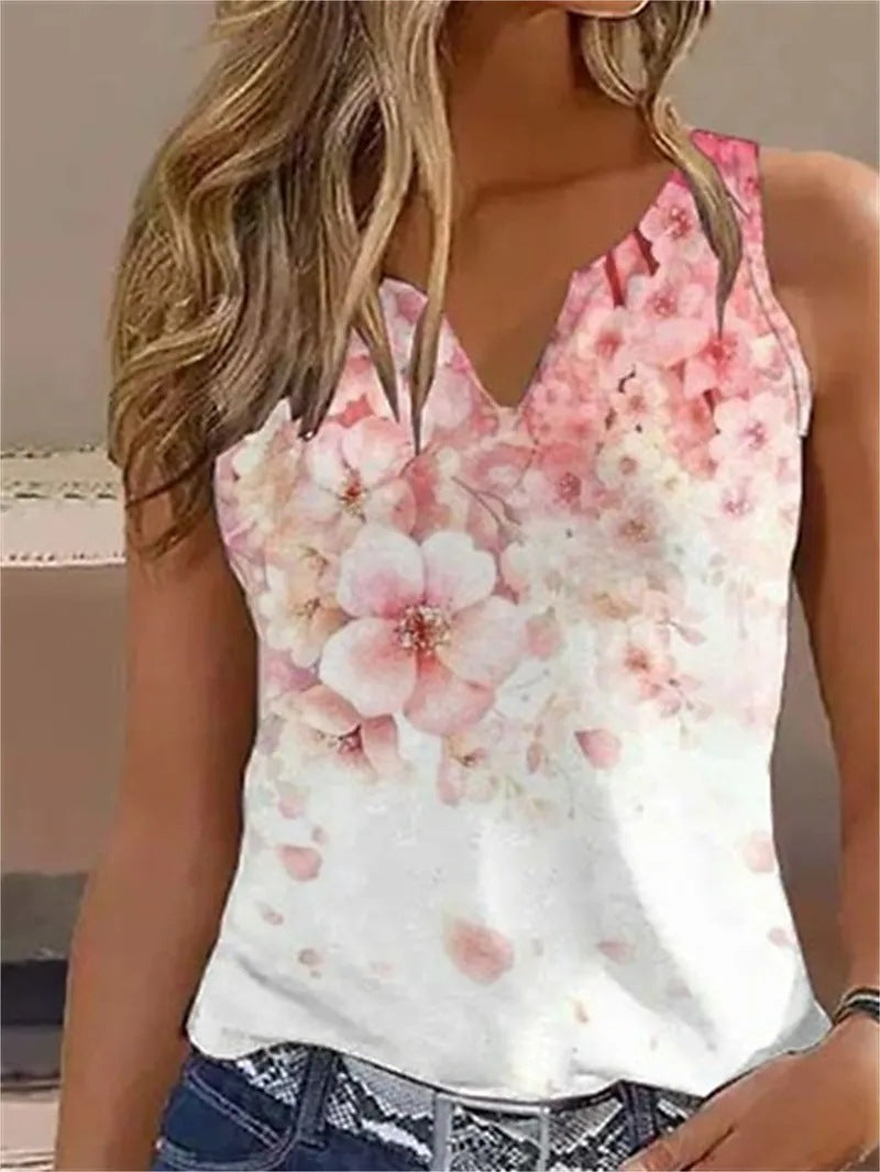 Damen Ärmelloses Oberteil Bluse Floral Sommer