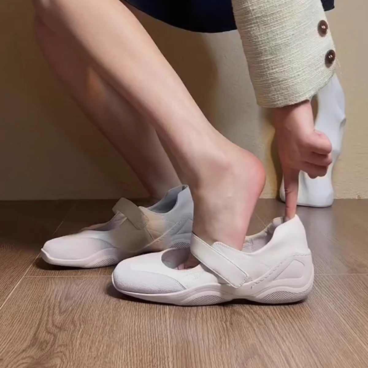 Damen Ballerinas Sportlich Atmungsaktives Material Bequem