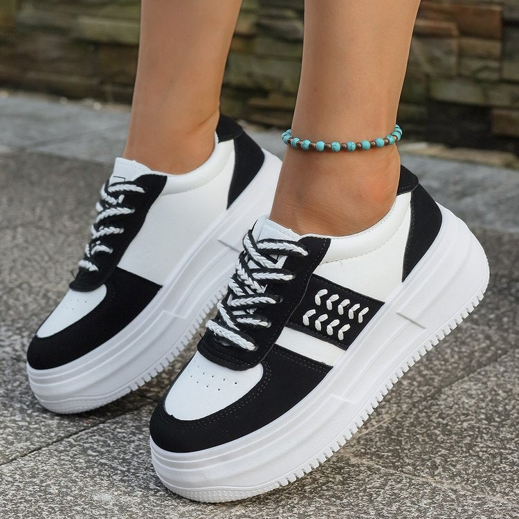 Damen Plateau Sneaker Hoch Weiches Innenfutter