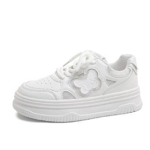 Damen Sneaker Blumenapplikation Weiches Leder