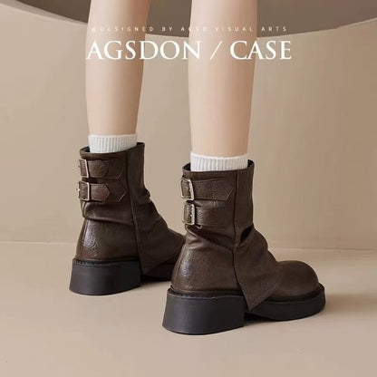 Damen Stiefeletten Komfortabel Leder