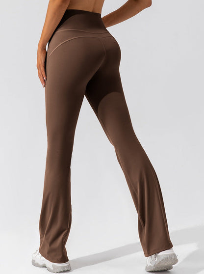 Hohe Taille Damen Flare Leggings Crossover Bund Komfort