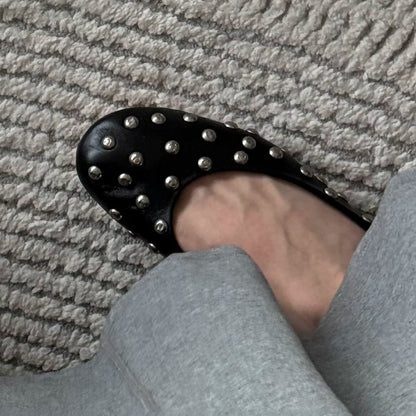 Damen Ballerinas Nieten Design Elegantes Leder
