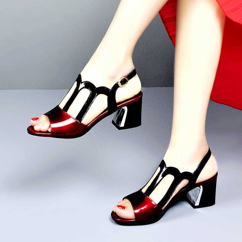 Damen Sandaletten Riemchen Design Blockabsatz Elegantes Design - Norvielle