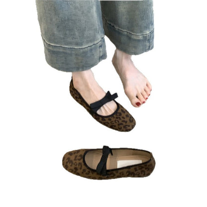 Damen Ballerinas Wildleder Schleifen Weich