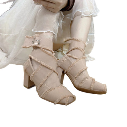 Damen High Heels Riemendesign Fransen