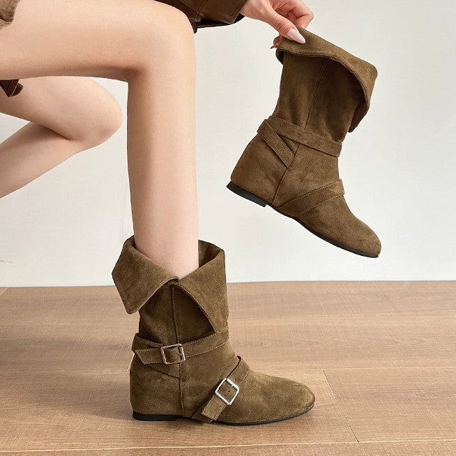 Damen Knöchelstiefel Schnürsenkel aus Leder