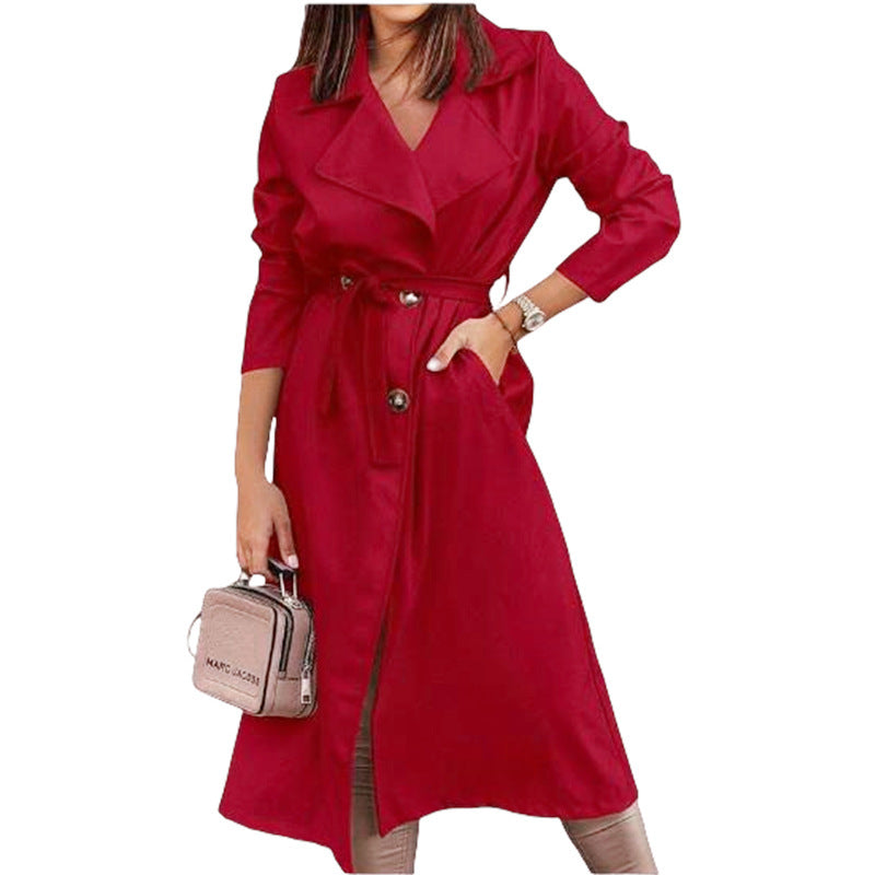 Damen Trenchcoat Elegant Mit Gürtel