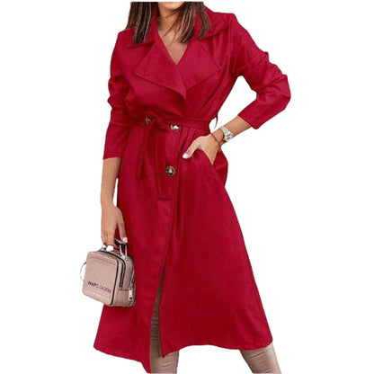 Damen Trenchcoat Elegant Mit Gürtel