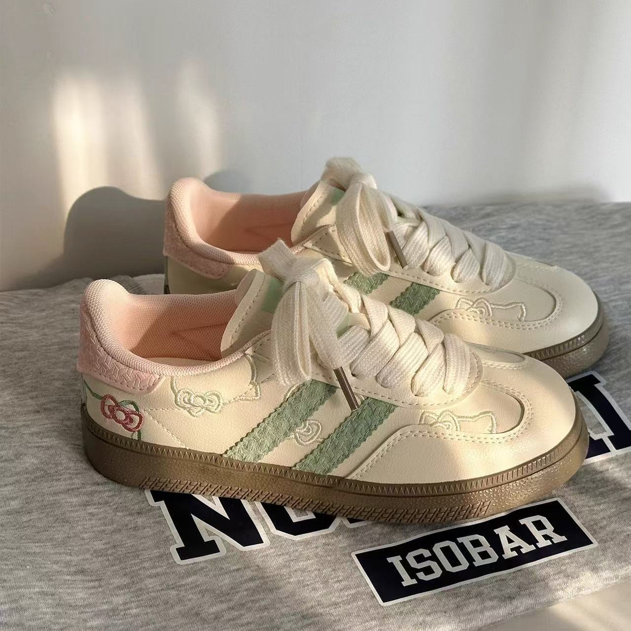 Damen Sneaker Blumenmotiv Elastisch Schnürsenkel
