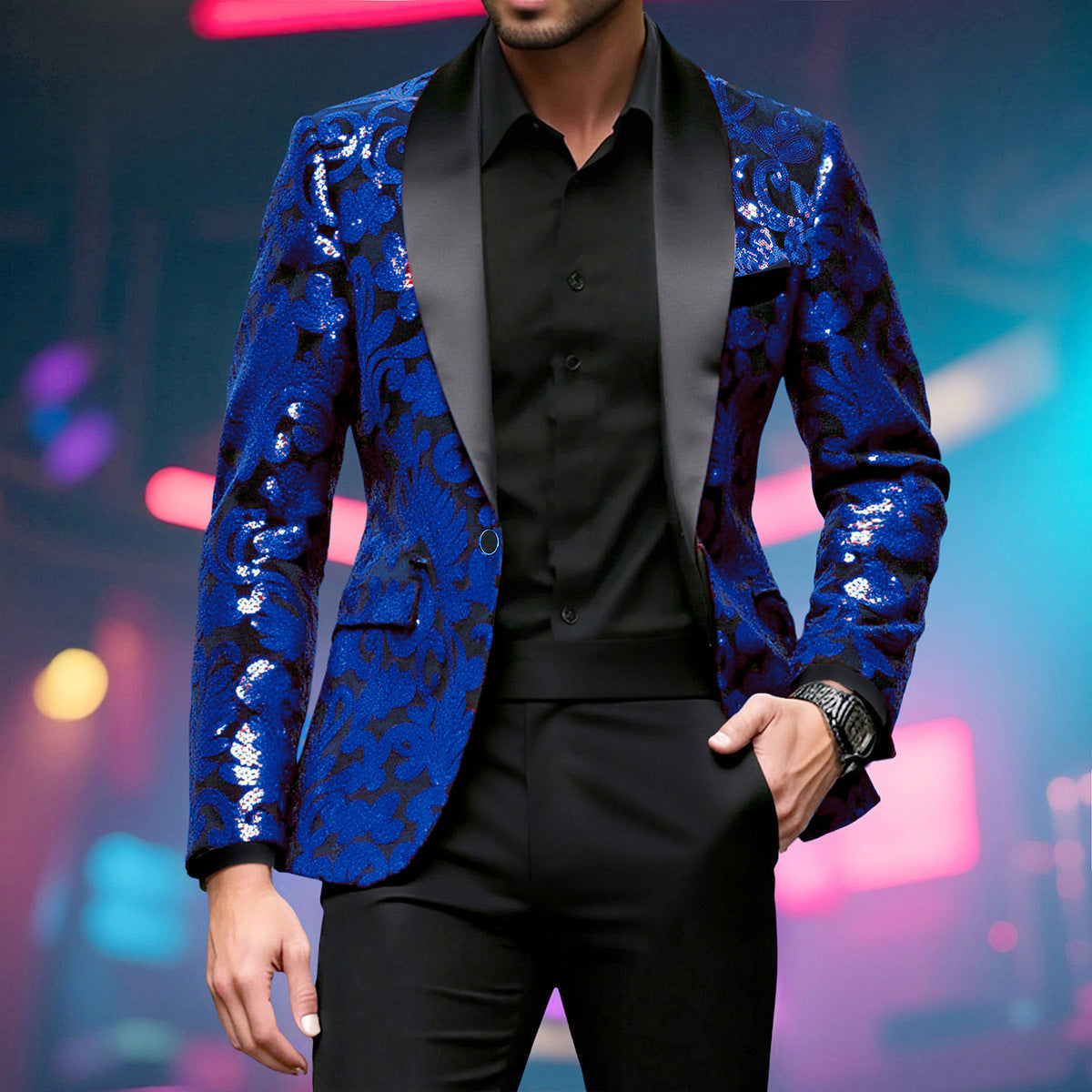 Herren Blazer Paillettenjacke Modern