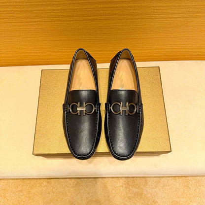 Damen Mokassins Leder Elegante Schuhe Schwarz - Norvielle
