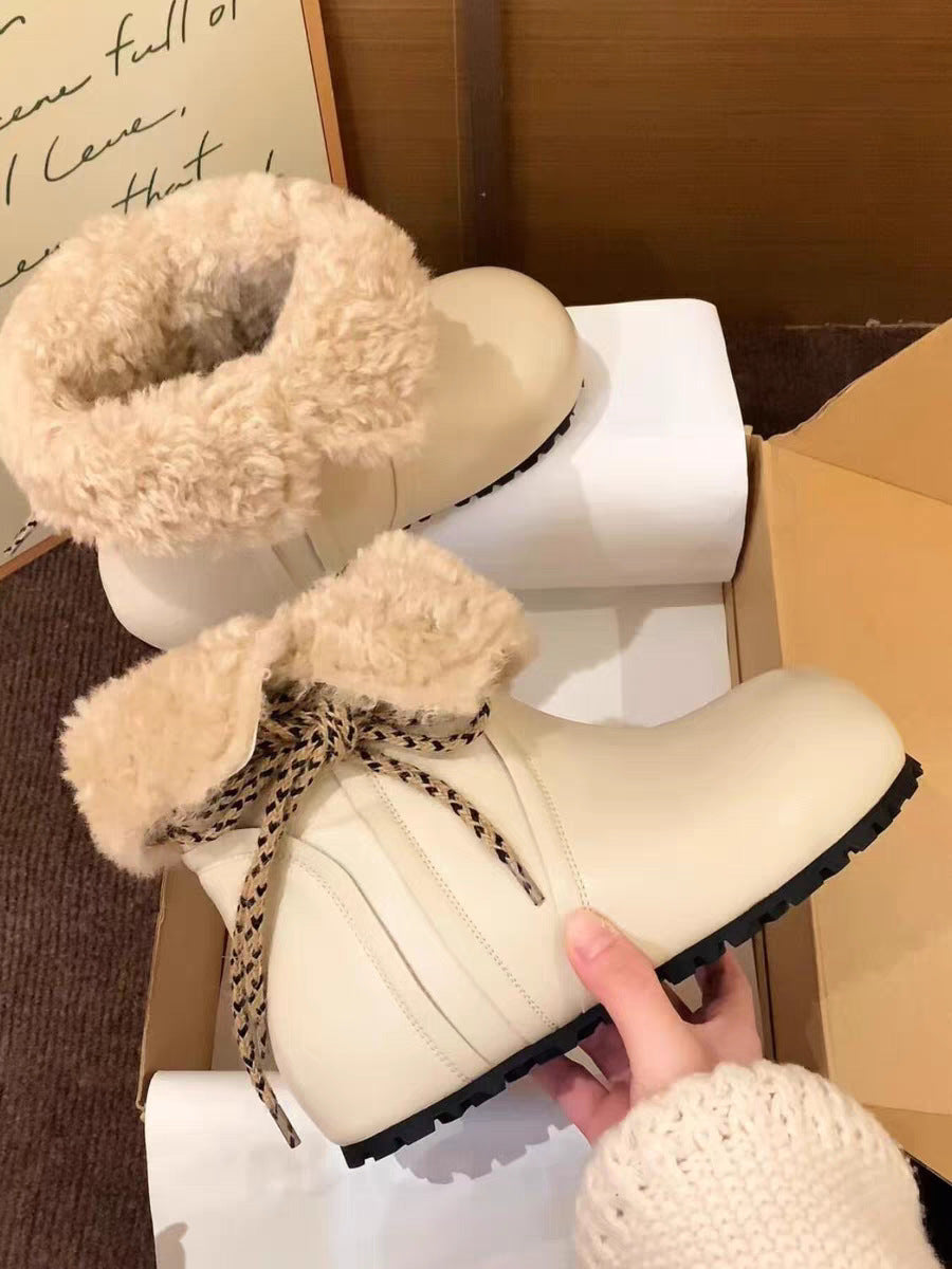 Damen Schnürboots Warm Kuschelig Winterstiefel