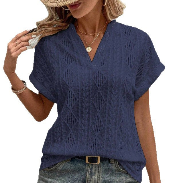 Damen Kurzarmbluse Elegant Sommerweiß