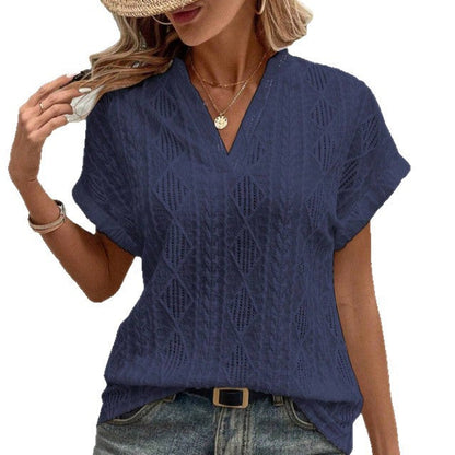 Damen Kurzarmbluse Elegant Sommerweiß