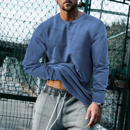 Herren Langarmshirt Weich Bequem Mit Knöpfen