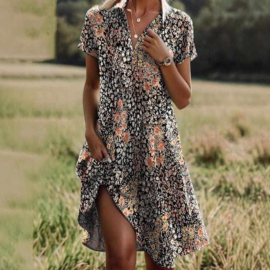 Damen Sommerkleid Asymmetrisch Floral