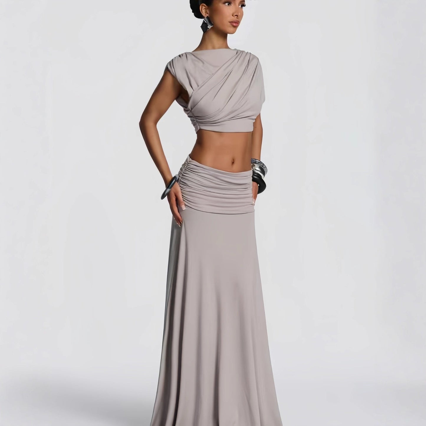 Damen Wickelkleid Fließend Schwarz - Norvielle
