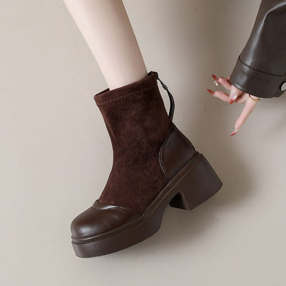 Damen Absatzstiefeletten Elegantes Leder