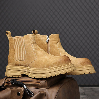 Damen Chelsea Stiefel Wildleder Robust Mit Reißverschluss