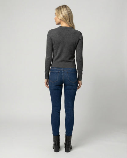 Damen Wollpullover Rundhals Schlank Winter