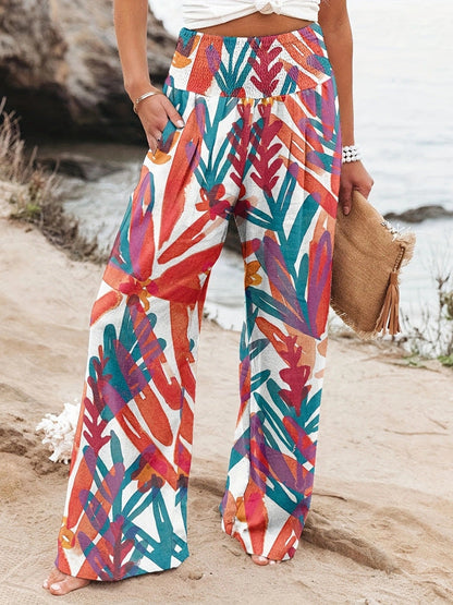 Damen Strandhose Bequem Elastisch Floral