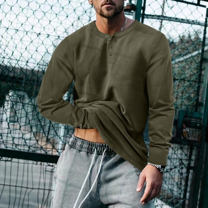 Herren Langarmshirt Weich Bequem Mit Knöpfen