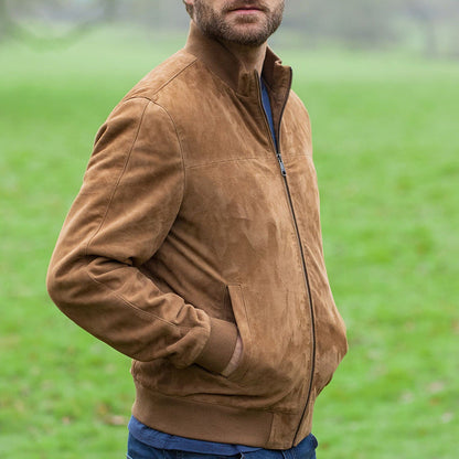 Herren Lederbomberjacke Moderner Schnitt