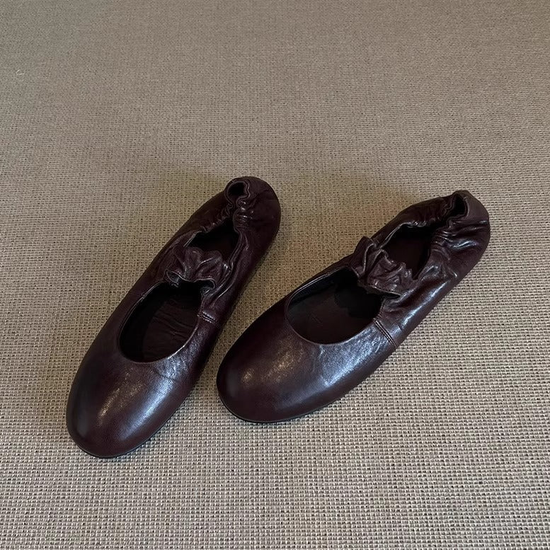 Damen Ballerinas Glänzend mit Rüschensaum