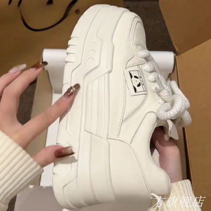 Damen Sneaker Hoch Modell Dicke Sohle Elastisch