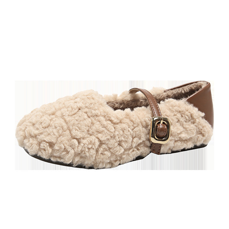 Damen Fleece Hausschuhe Warm Mit Riemen