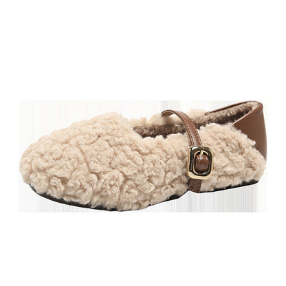 Damen Fleece Hausschuhe Warm Mit Riemen