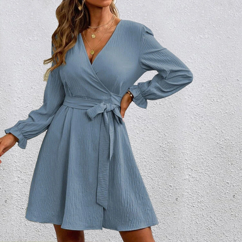 Damen Wickelkleid Voluminöse Ärmel Heidi Chic