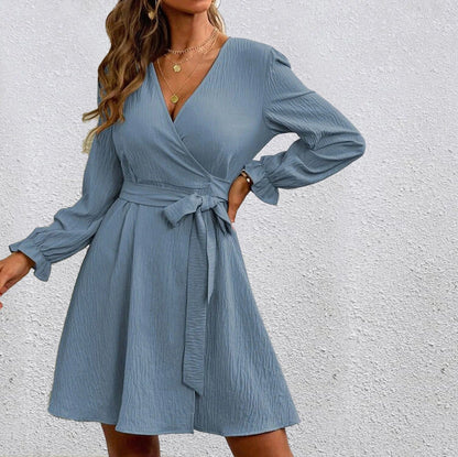 Damen Wickelkleid Voluminöse Ärmel Heidi Chic