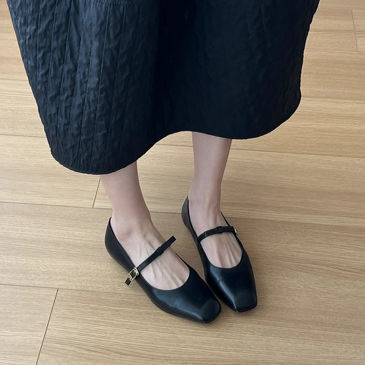 Damen Ballerinas Elegante Riemen Quadratisch Schuhe