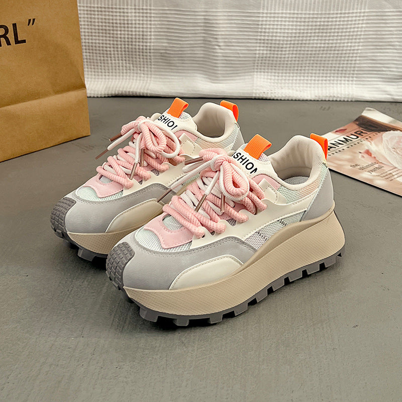 Damen Plateau Sneaker Hoch Rutschfest Farbverlauf