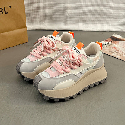 Damen Plateau Sneaker Hoch Rutschfest Farbverlauf