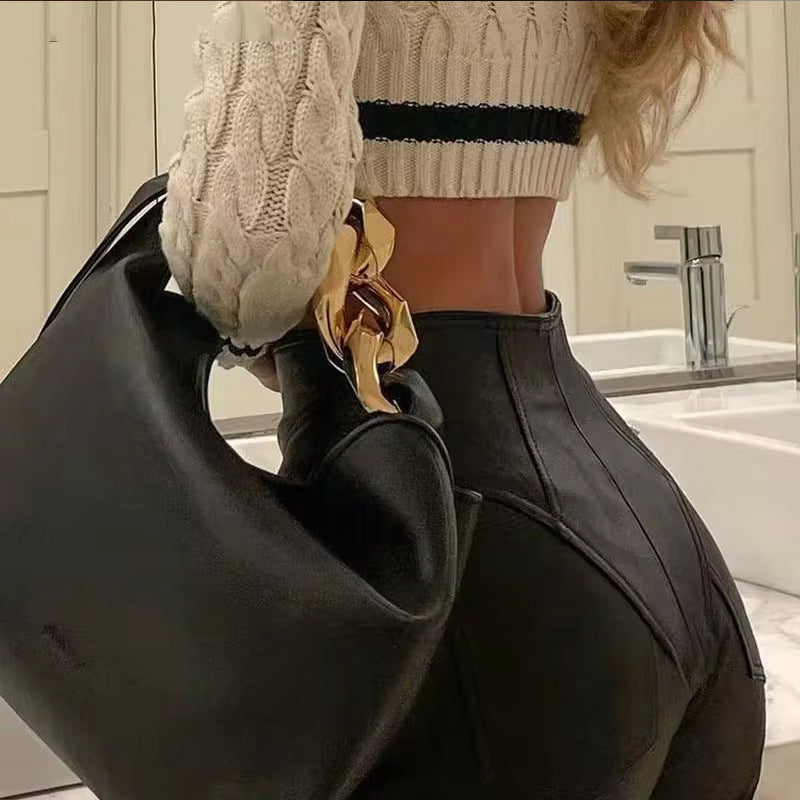 Damenhose Hochgeschnitten Kunstleder